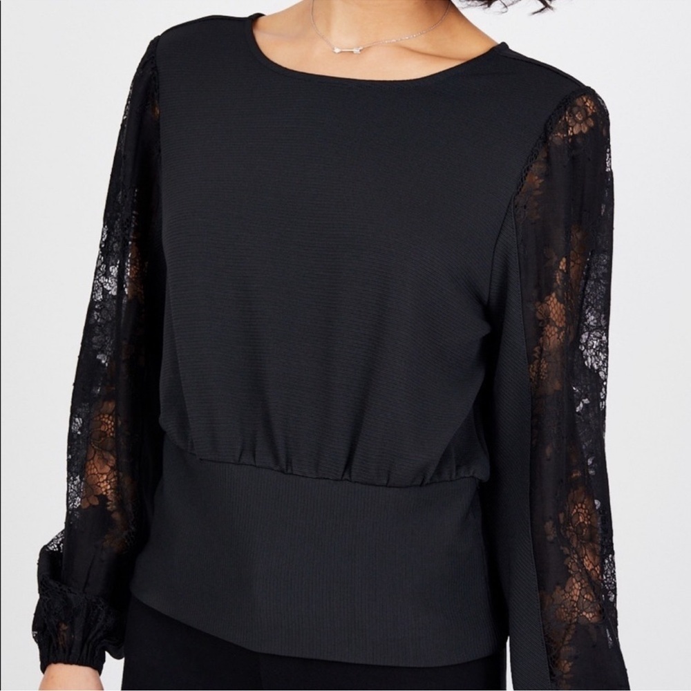 Black Top- Lace Sleeve